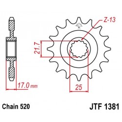 Piñon JT 1381 de acero con 15 dientes
