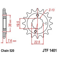 Piñón JT F1401 de acero con 13 dientes