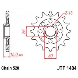 Piñon JT 1404 de acero con 16 dientes