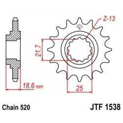 Piñón JT 1538 de acero con 14 dientes