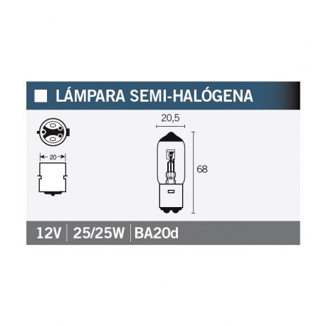 Lámpara Semihalógena 25/25W