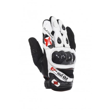 Guantes Racing cortos de cuero-rejilla Oxford RP-4 blanco/negro talla 2XL