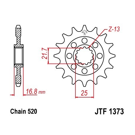 Piñon JT 1373 de acero con 15 dientes
