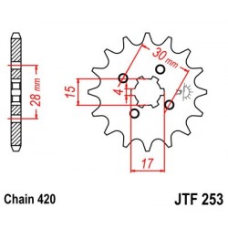 Piñón JT 253 de acero con 17 dientes