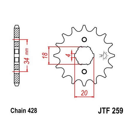 Piñón JT 259 de acero con 13 dientes
