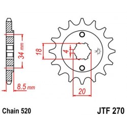 Piñón JT 270 de acero con 13 dientes