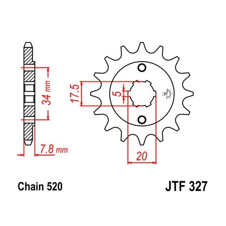 Piñón JT 327 de acero con 12 dientes