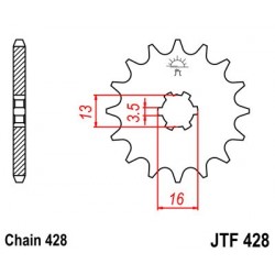 Piñón JT 428 de acero con 15 dientes