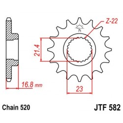 Piñón con goma JT 582 de acero con 16 dientes