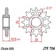 Piñón con goma JT 704 de acero con 16 dientes