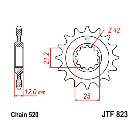 Piñón JT 823 de acero con 16 dientes