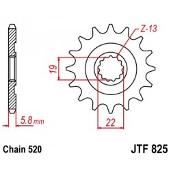 Piñón JT 825 de acero con 15 dientes