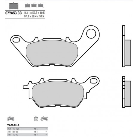 Pastillas de freno orgánicas Brembo 07YA53CC